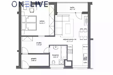 Pronájem bytu 2+kk 53 m² Sladová, Plzeň - Východní Předměstí