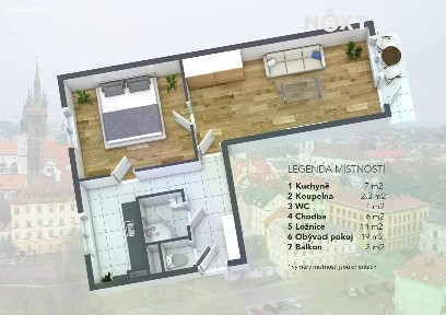 Pronájem bytu 2+1 52 m² Vaňkova, Klatovy - Klatovy II