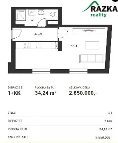Prodej bytu 1+kk 34 m²