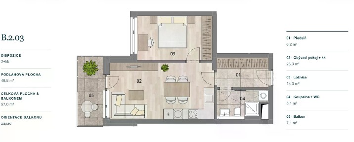 Pronájem bytu 2+kk 50 m² K Beranovu, Praha - Dolní Chabry
