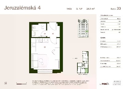 Prodej bytu 1+kk 23 m² Jeruzalémská, Praha - Nové Město