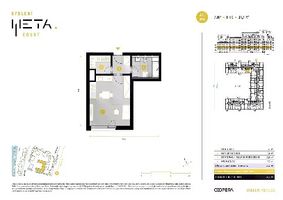 Prodej bytu 1+kk 38 m² Mezi Vodami, Praha - Modřany