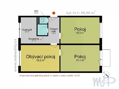 Pronájem bytu 3+1 91 m² Sokolovská, Jihlava