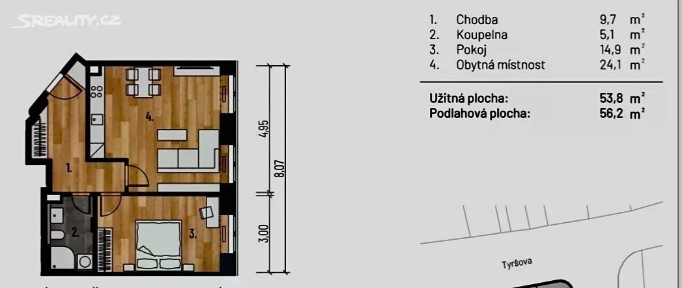 Pronájem bytu 2+kk 56 m² Benešov