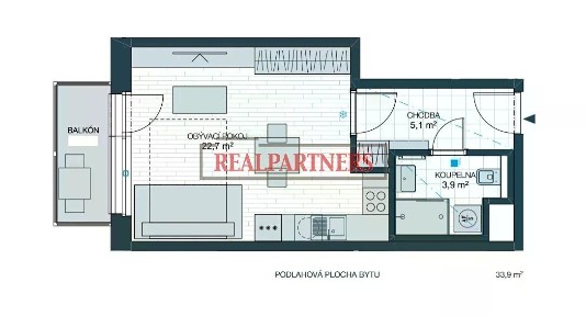 Prodej bytu 1+kk 39 m²
