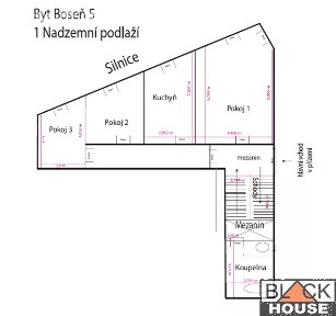 Pronájem bytu 3+1 100 m² Boseň