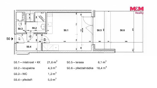 Pronájem bytu 1+kk 32 m² Gerstelova, Praha - Vysočany