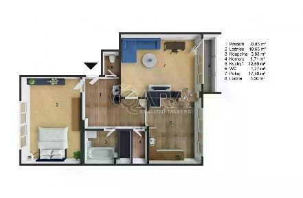 Pronájem bytu 2+1 70 m² Čeljabinská, Praha - Vršovice