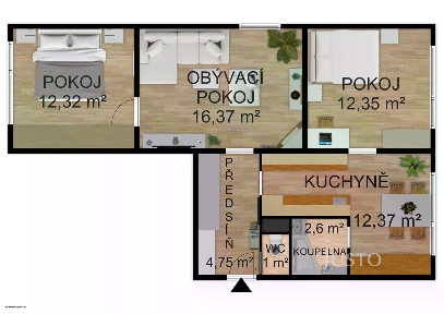 Prodej bytu 3+1 61 m² třída Přátelství, Písek - Budějovické Předměstí
