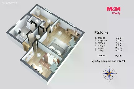 Prodej bytu 2+1 46 m² Dvouletky, Libochovice