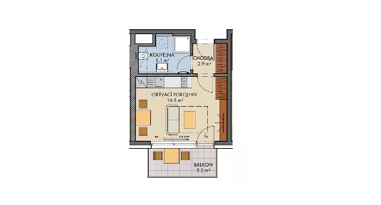 Prodej bytu 1+kk 40 m² Honzíkova, Babice