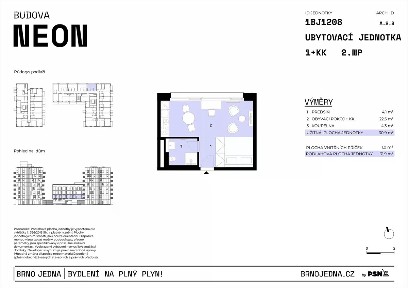 Prodej bytu 1+kk 31 m² Plynárenská, Brno - Zábrdovice