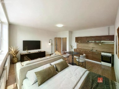 Prodej bytu 1+kk 37 m² Na Harfě, Praha - Vysočany