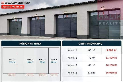 Pronájem skladového prostoru 66 m²