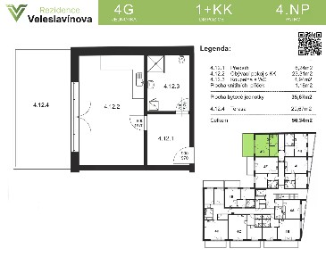 Prodej bytu 1+kk 35 m² Veleslavínova, Brno - Královo Pole