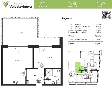 Prodej bytu 2+kk 40 m² Veleslavínova, Brno - Královo Pole