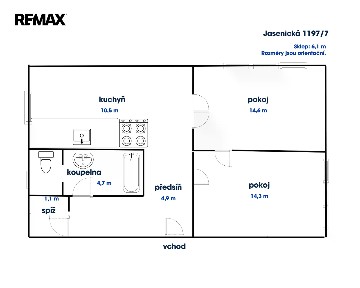 Prodej bytu 2+1 50 m² Jasenická, Vsetín
