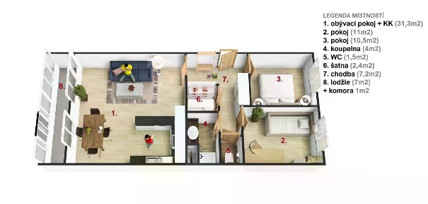 Pronájem bytu 3+kk 76 m² Novodvorská, Praha - Lhotka