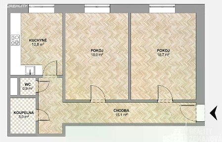 Pronájem bytu 2+1 66 m² Herálecká IV, Praha - Krč