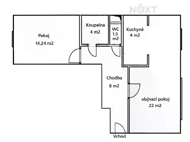 Pronájem bytu 2+kk 53 m²