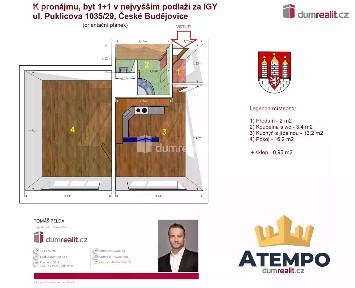 Pronájem bytu 1+1 35 m² Puklicova, České Budějovice - České Budějovice 3