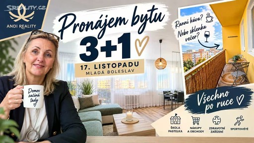 Pronájem bytu 3+1 73 m² 17. listopadu, Mladá Boleslav - Mladá Boleslav II