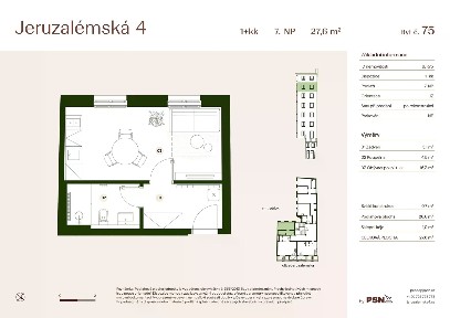 Prodej bytu 1+kk 26 m² Jeruzalémská, Praha - Nové Město