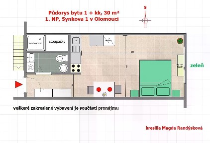 Pronájem bytu 1+kk 30 m² Synkova, Olomouc - Lazce