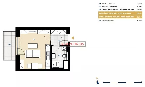Prodej bytu 1+kk 38 m² Statenice