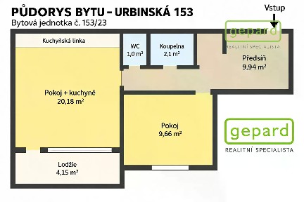 Prodej bytu 2+kk 42 m² Urbinská, Český Krumlov - Domoradice
