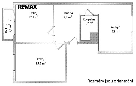 Pronájem bytu 2+1 54 m² Sídliště, Moravský Krumlov