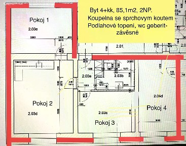 Pronájem bytu 4+kk 85 m² Olomouc - Neředín