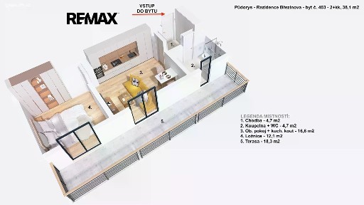 Pronájem bytu 2+kk 40 m²
