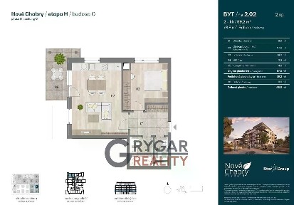 Pronájem bytu 2+kk 57 m²