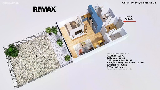 Pronájem bytu 1+kk 36 m² Spolková, Brno - Zábrdovice