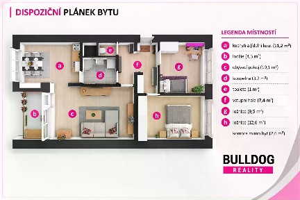Prodej bytu 3+1 67 m² Kurkova, Praha - Kobylisy