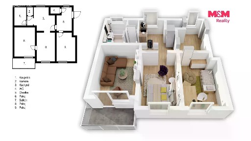 Prodej bytu 3+1 75 m² Mrštíků, Pardubice - Ohrazenice