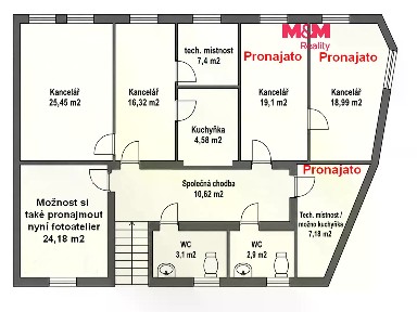 Pronájem kanceláře 54 m²