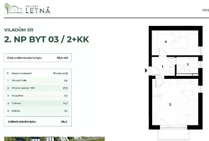 Prodej bytu 2+kk 57 m²