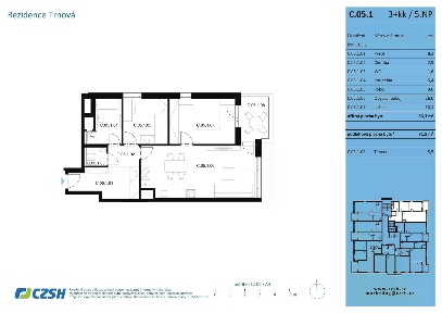 Prodej bytu 3+kk 72 m²
