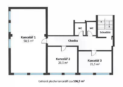 Pronájem kanceláře 106 m²