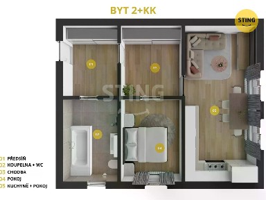 Pronájem bytu 2+kk 52 m²