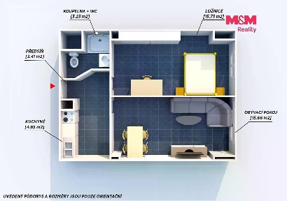 Pronájem bytu 2+kk 44 m²