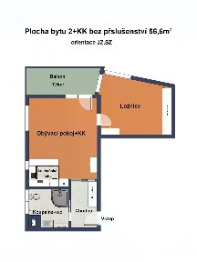 Pronájem bytu 2+kk 56 m²
