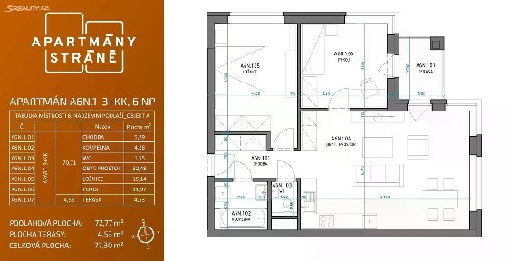 Pronájem bytu 3+kk 73 m²