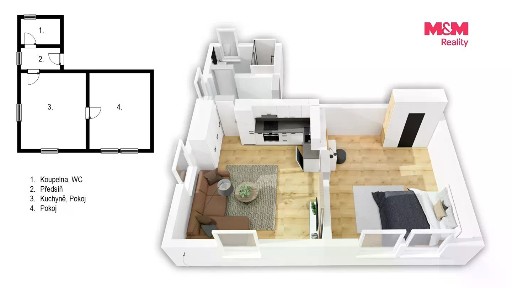 Pronájem bytu 2+kk 55 m²