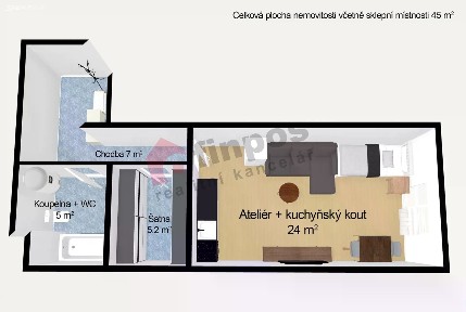 Prodej bytu 1+kk 41 m²