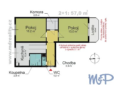 Prodej bytu 2+1 57 m²