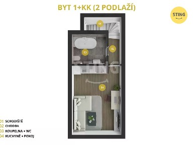 Pronájem bytu 1+kk 47 m²
