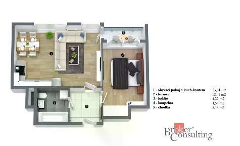 Pronájem bytu 2+kk 48 m²